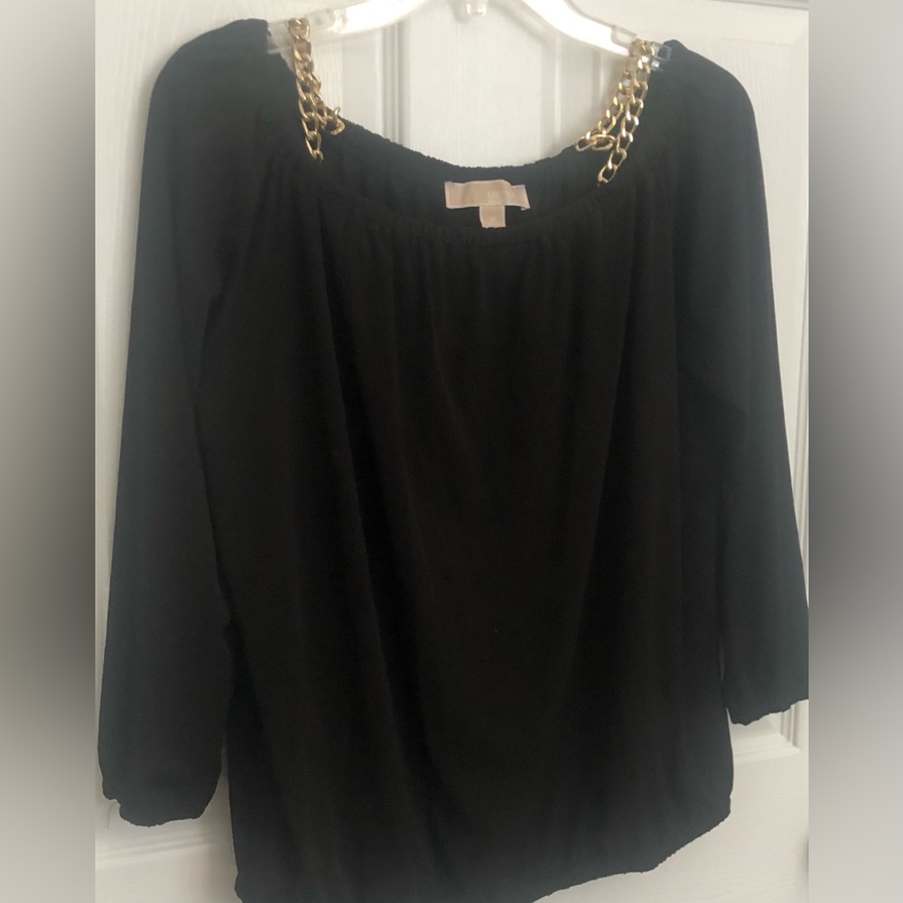 Michael Kors Sleeveless Top with Chain Straps. Size M Black
